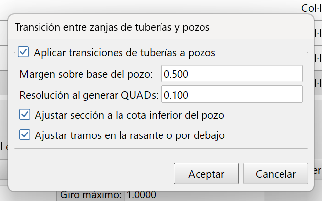 Superficies - Cálculo de QUADs, transiciónes entre tuberías y pozos