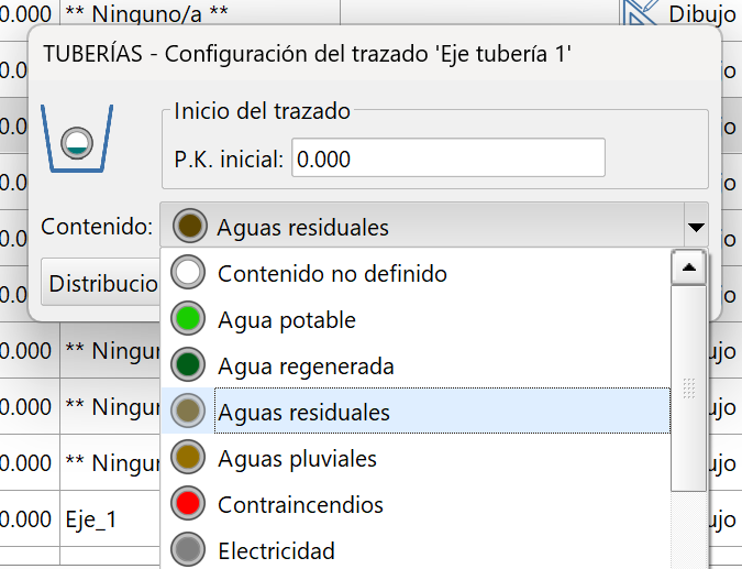 Edición - Entidades, datos trazado tuberías, dialog