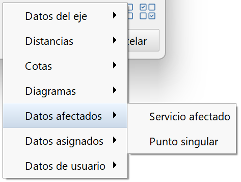 Perfiles - Edición de contenido longitudinal, menú datos afectados