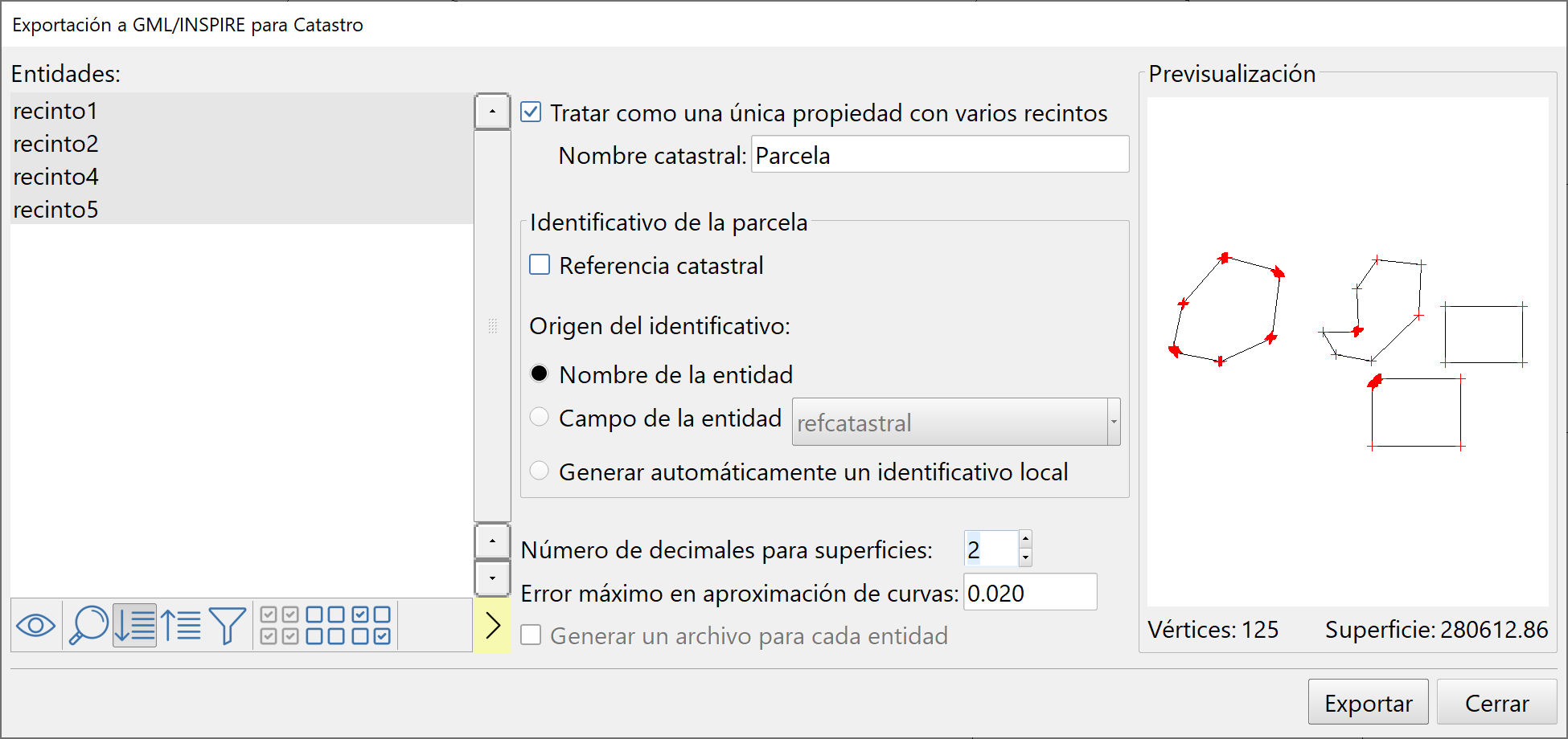 Archivo - Exportar - GML, dialog nultisurface