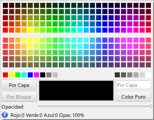 Edición - Preferencias, dialog - paleta de colores, autocad