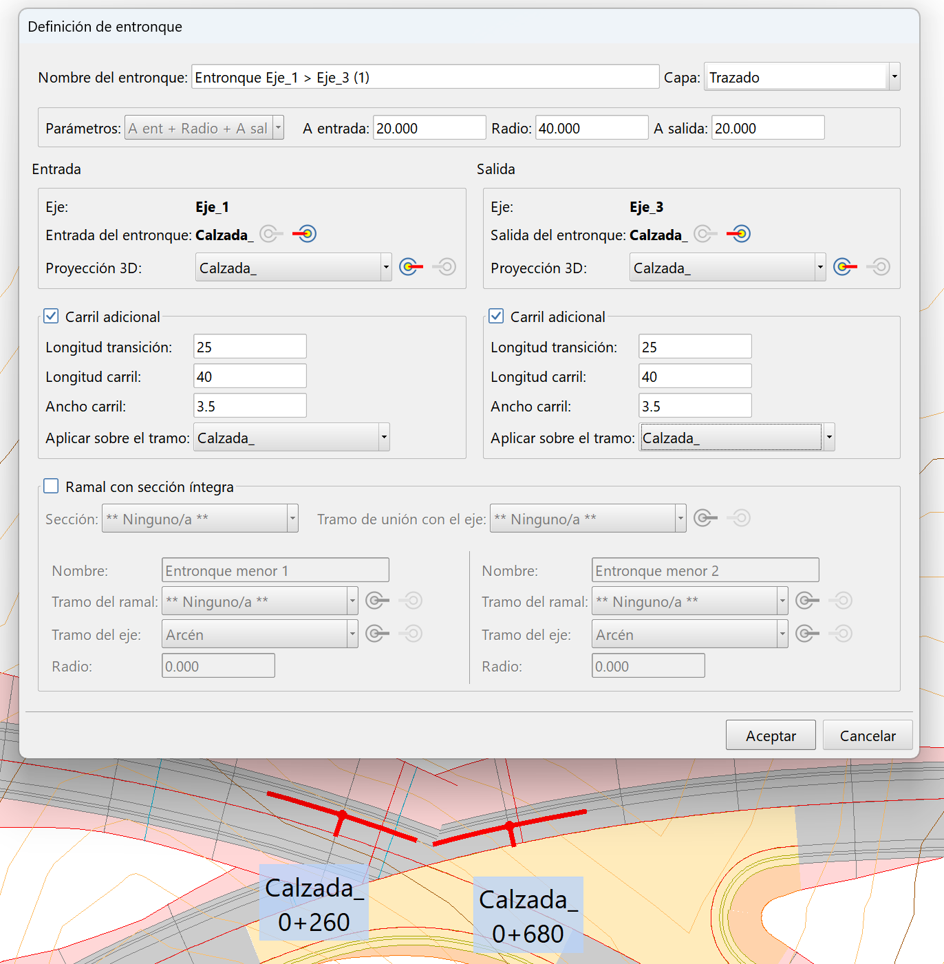 Trazado - Entronques - Caso práctico – Cruce - Definición entronque 3
