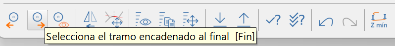 Secciones tipo - Editor, opciones de mostrar el tramo del encadenamiento inicial o final