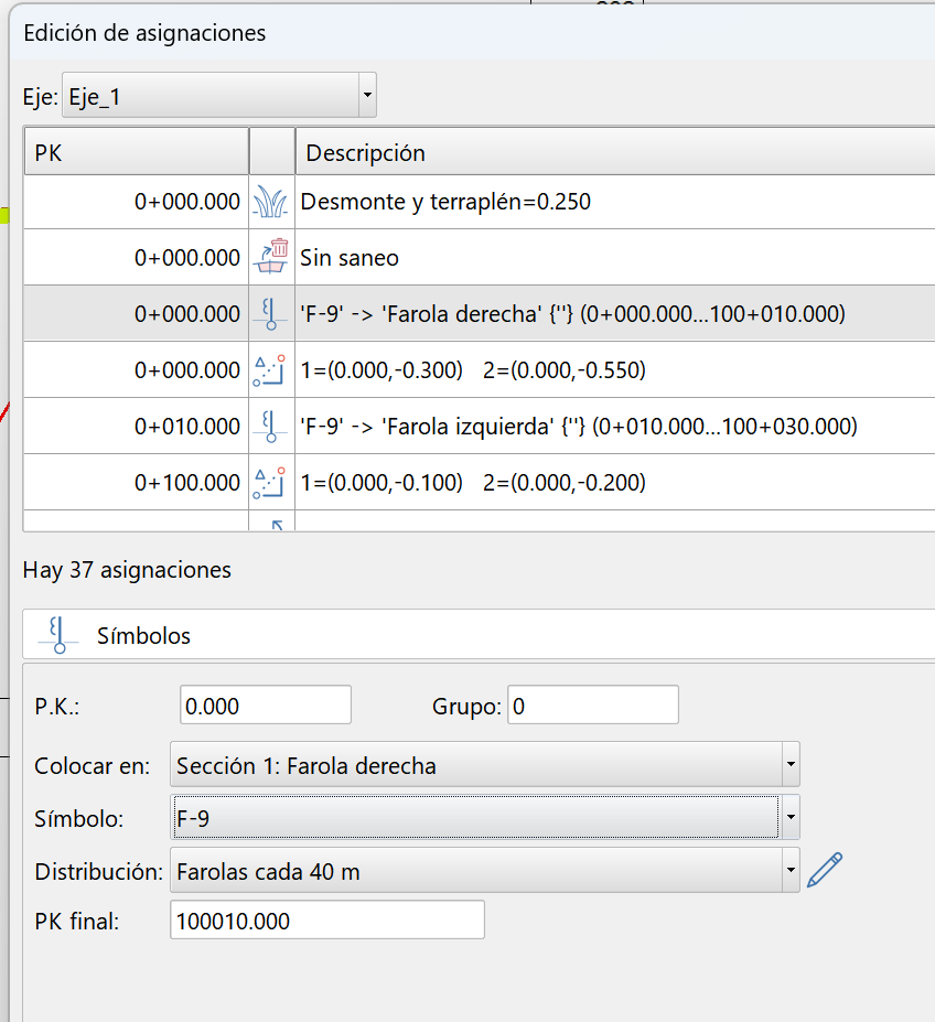 Trazado - Edición unificada de asignaciones - Asignación de símbolos v9.2