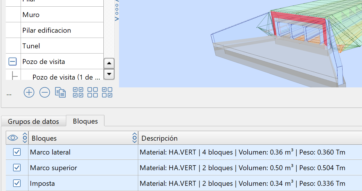 Obras de fábrica - Editor - Bloques, varios bloques seleccionados