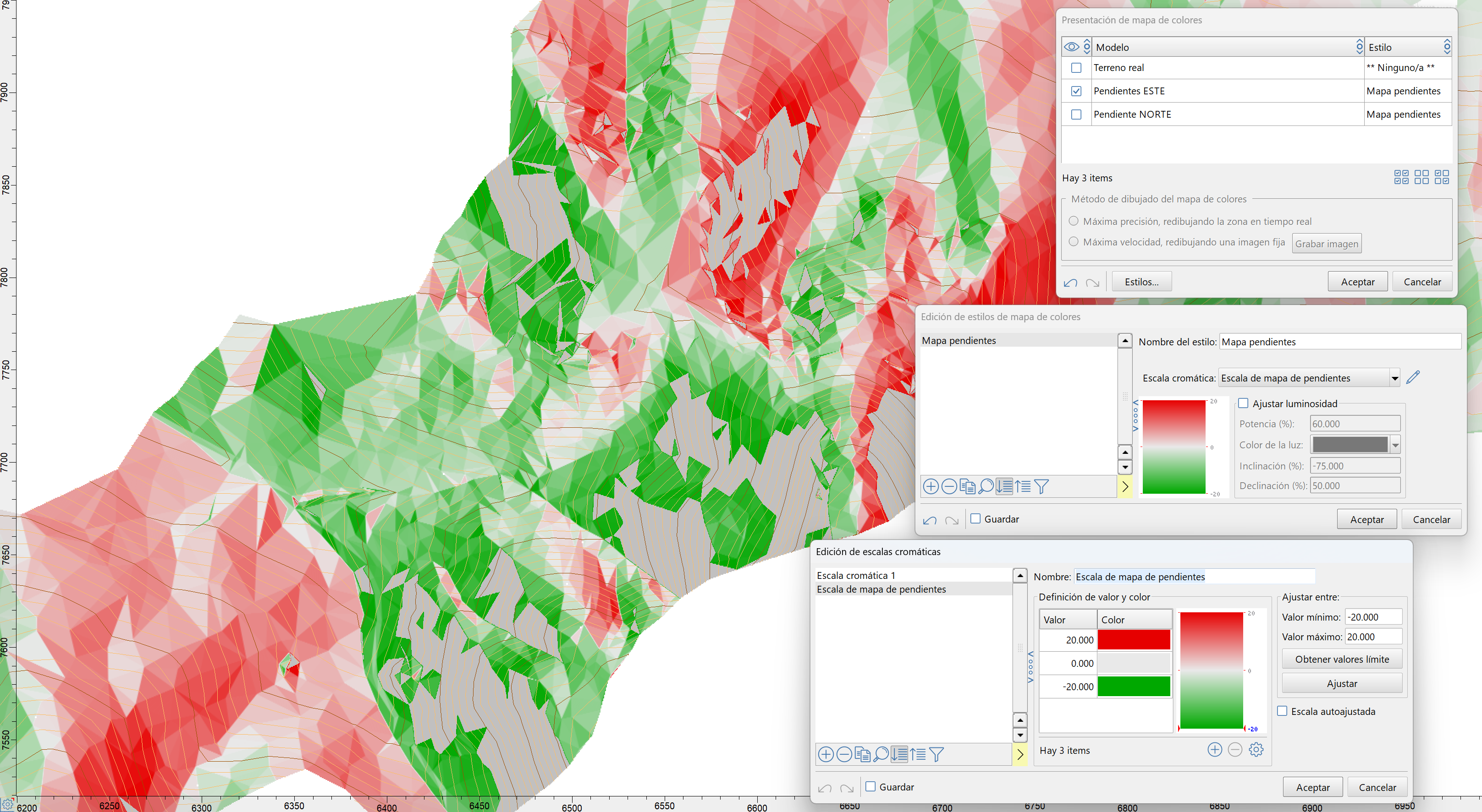 Hidraúlica - Modelo de pendientes direccional, resultado